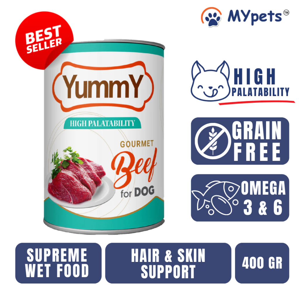 Makanan Anjing Basah Kaleng Yummy Canned Dog 375gr Dog Wet Food Bergizi Sehat Import Murah (MDN)