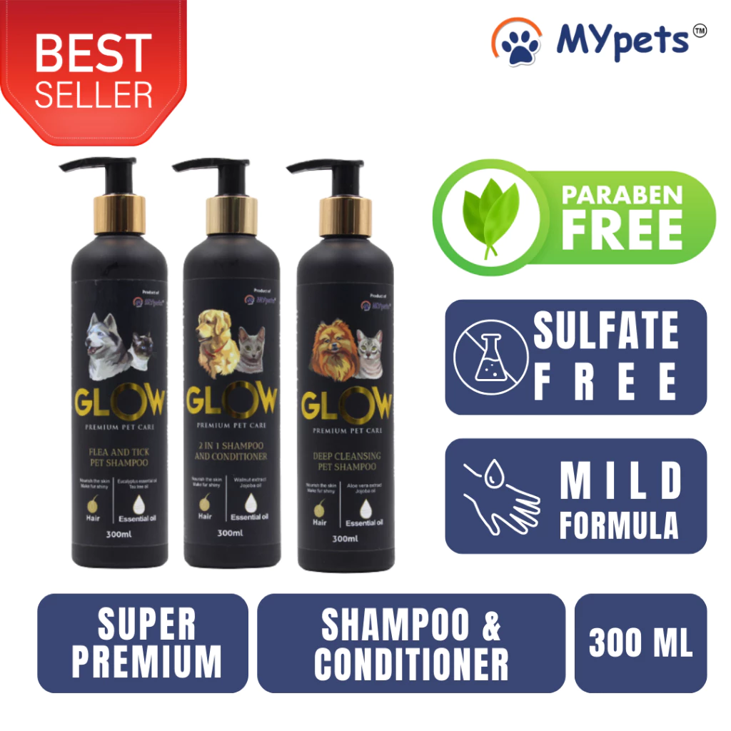 Shampoo Anjing dan Kucing Glow Premium 300ml for Grooming Shampoo Hewan Murah Bulu Rambut (MDN)