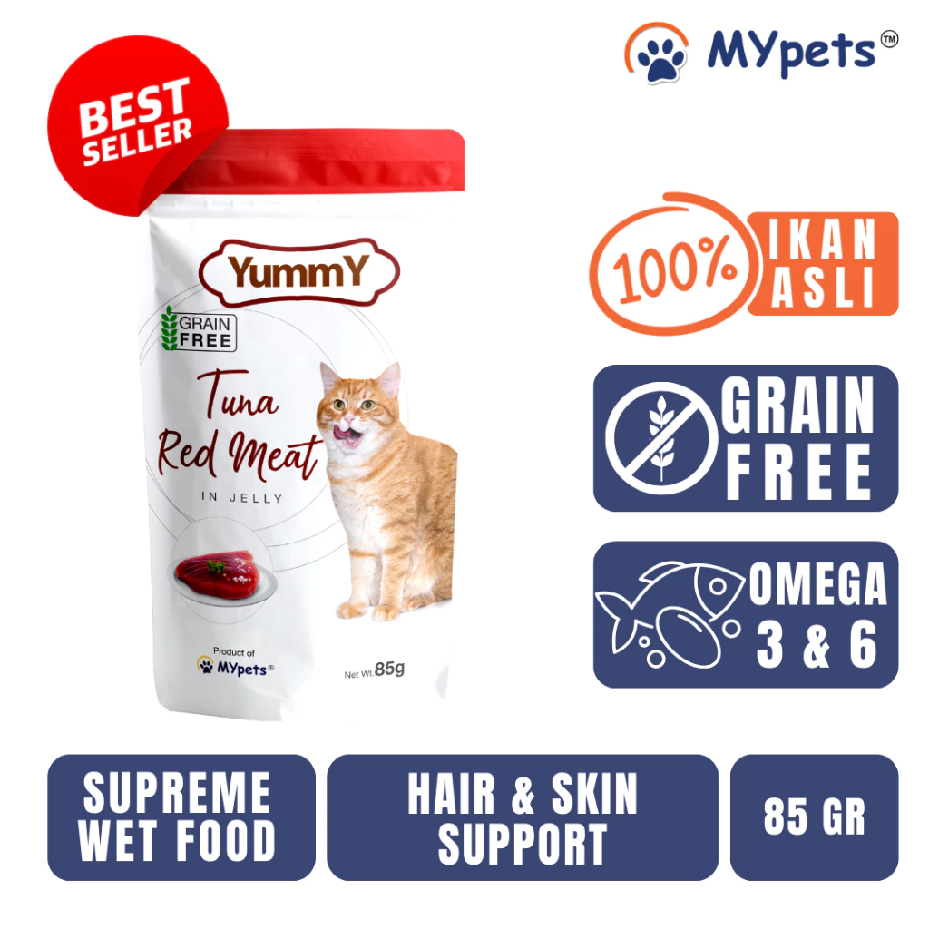 Makanan Kucing Basah Yummy Pouch 85 Gr MURAH Bergizi Import (MDN)