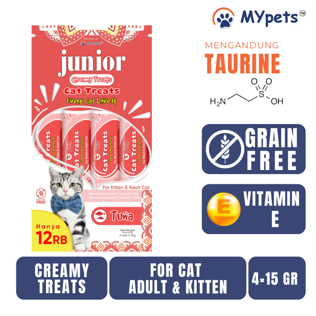 Junior creamy cat treats | snack kucing 4*15gr