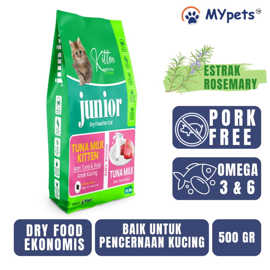 Junior cat adult salmon, adult tuna & Cat kitten tuna milk | dry food | makanan kering 500gr