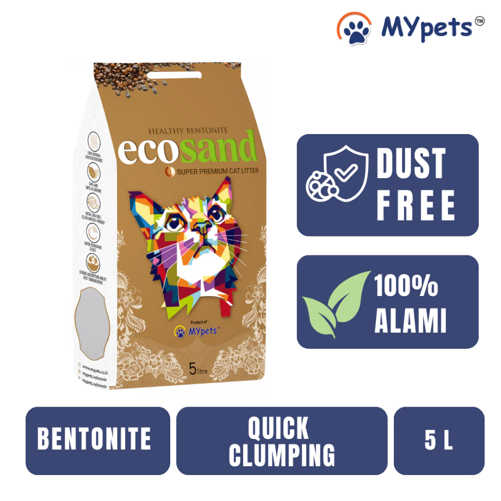 Pasir Kucing Gumpal Wangi Ecosand 5 Liter 3,8kg Cat Sand Murah Berkualitas Premium Dust Free (MDN)